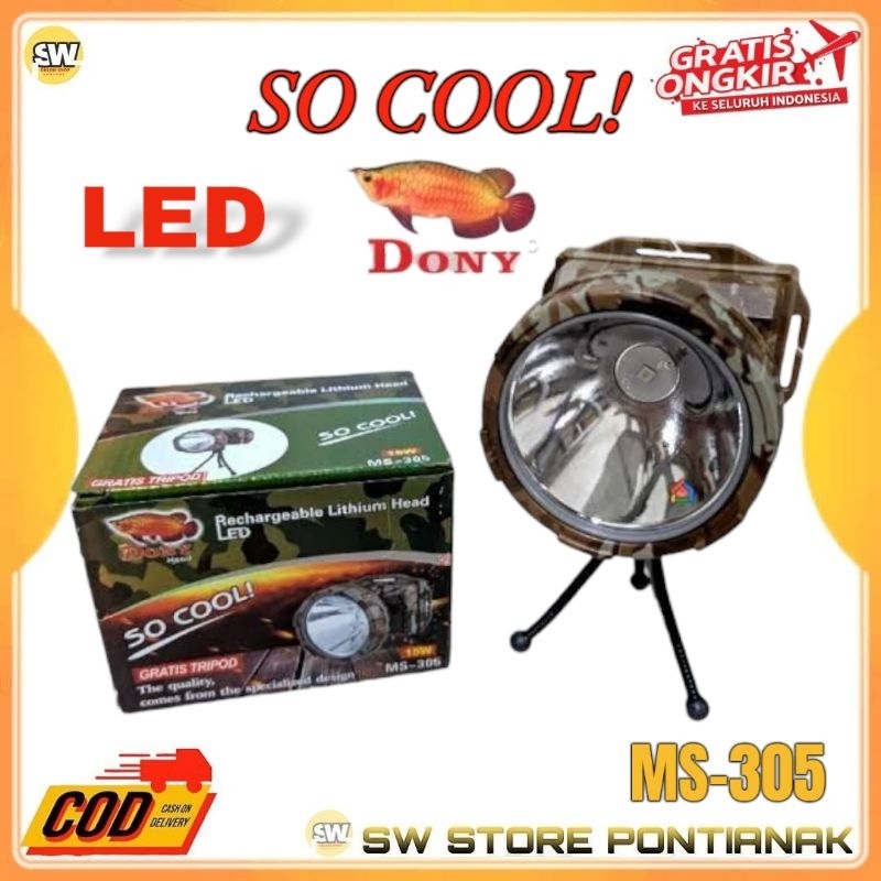 DONY SENTER KEPALA LED DONY MS 305 SO COOL / DONY HEADLAMP RECHARGEABLE DONY LED MS-305 CAHAYA TERAN