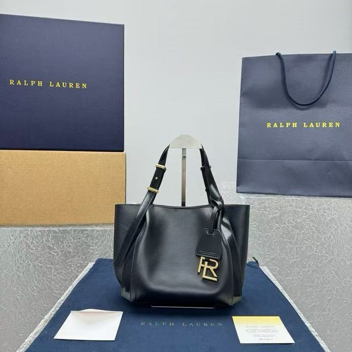 Ralph Lauren RL Tote Bag Single Shoulder Handbag Small Black 7575