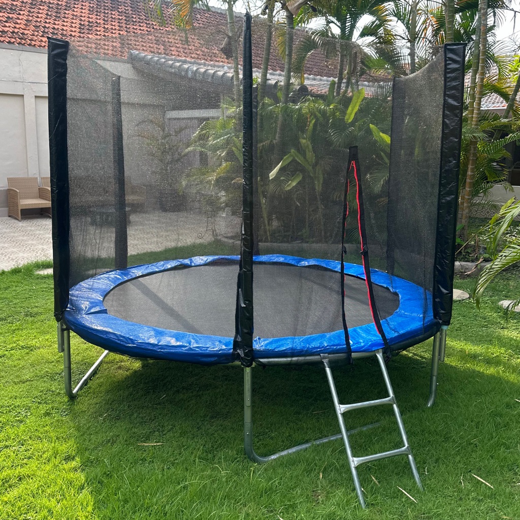 ARBER - Trampolin 8ft (2.44m) Premium dengan Jaring Pengaman, Trampolin Olahraga Anak & Dewasa, Aman