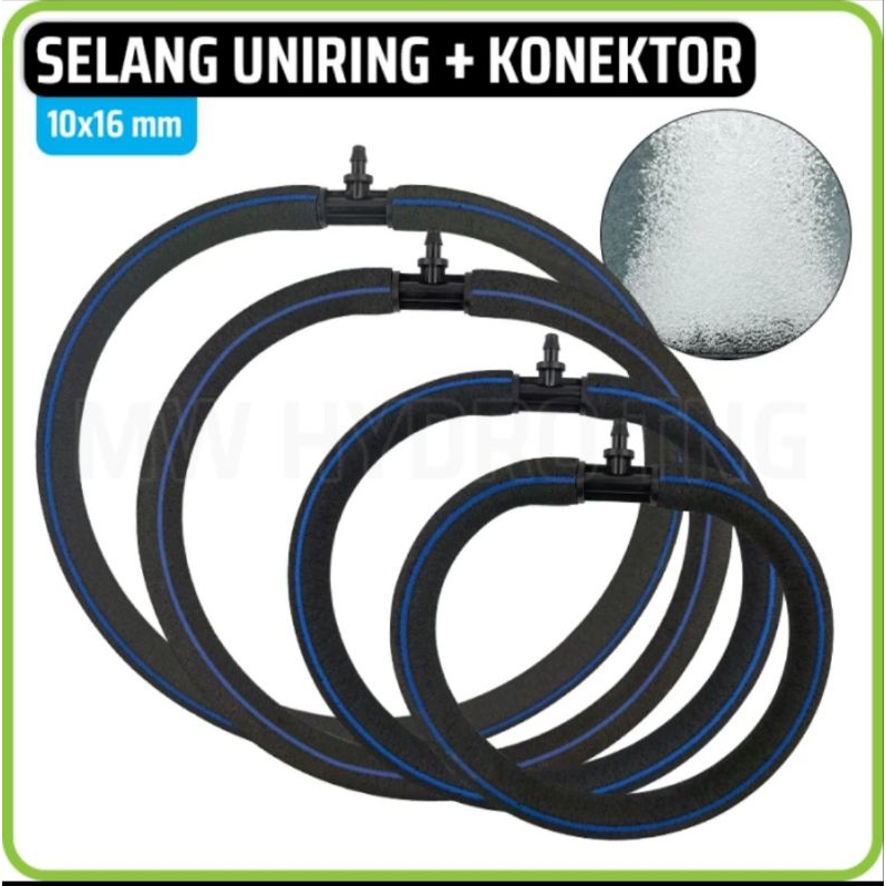 UNIRING SELANG AERATOR 16/10 SELANG AERASI 50 CM + KONEKTOR SELANG UNIRING GELEMBUNG UDARA KOLAM IKA