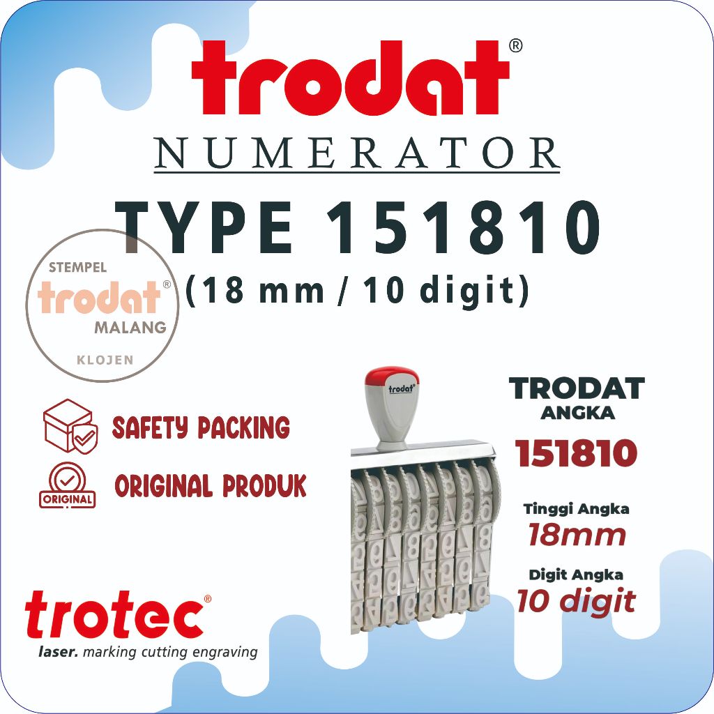 

Stempel Trodat 151810 (18mm 10digit) | STEMPEL TRODAT NUMERATOR (ANGKA DAN SIMBOL BISA DIPUTAR)