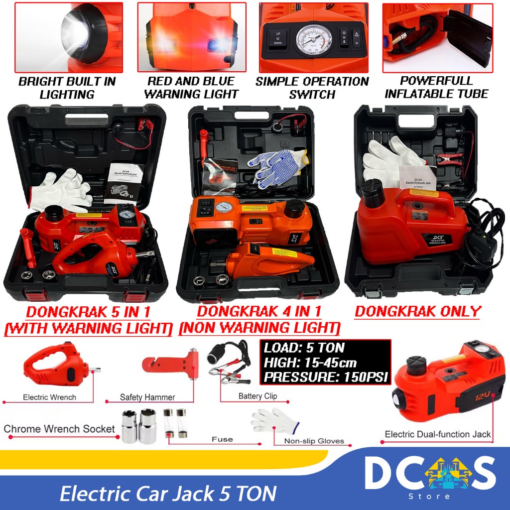 Dongkrak Mobil Elektrik + Pembuka Baut + Pompa /Eletric Car Jack 5 TON