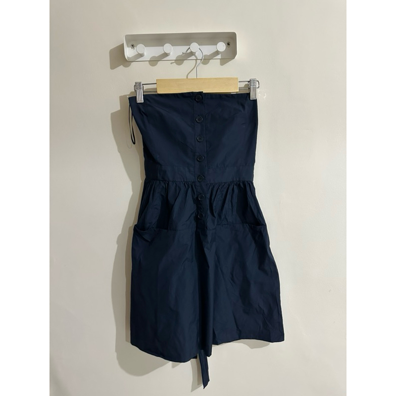 Theory tube dress button dress buttoned tube dress mini dress dress pesta party dress strapless dres