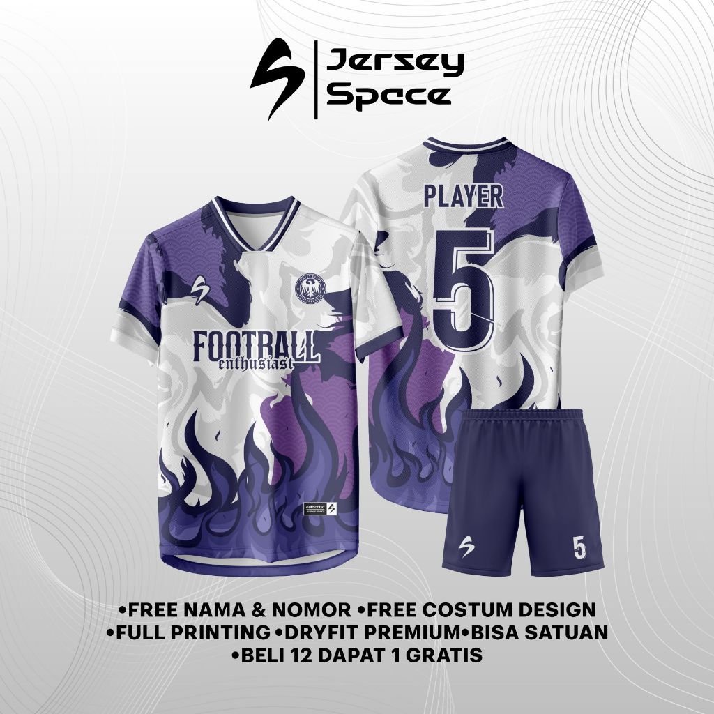 JS94 - Jersey Futsal Jersey Vintage Full Printing Jersey Bola Free Costum Design Nama Nomor Logo