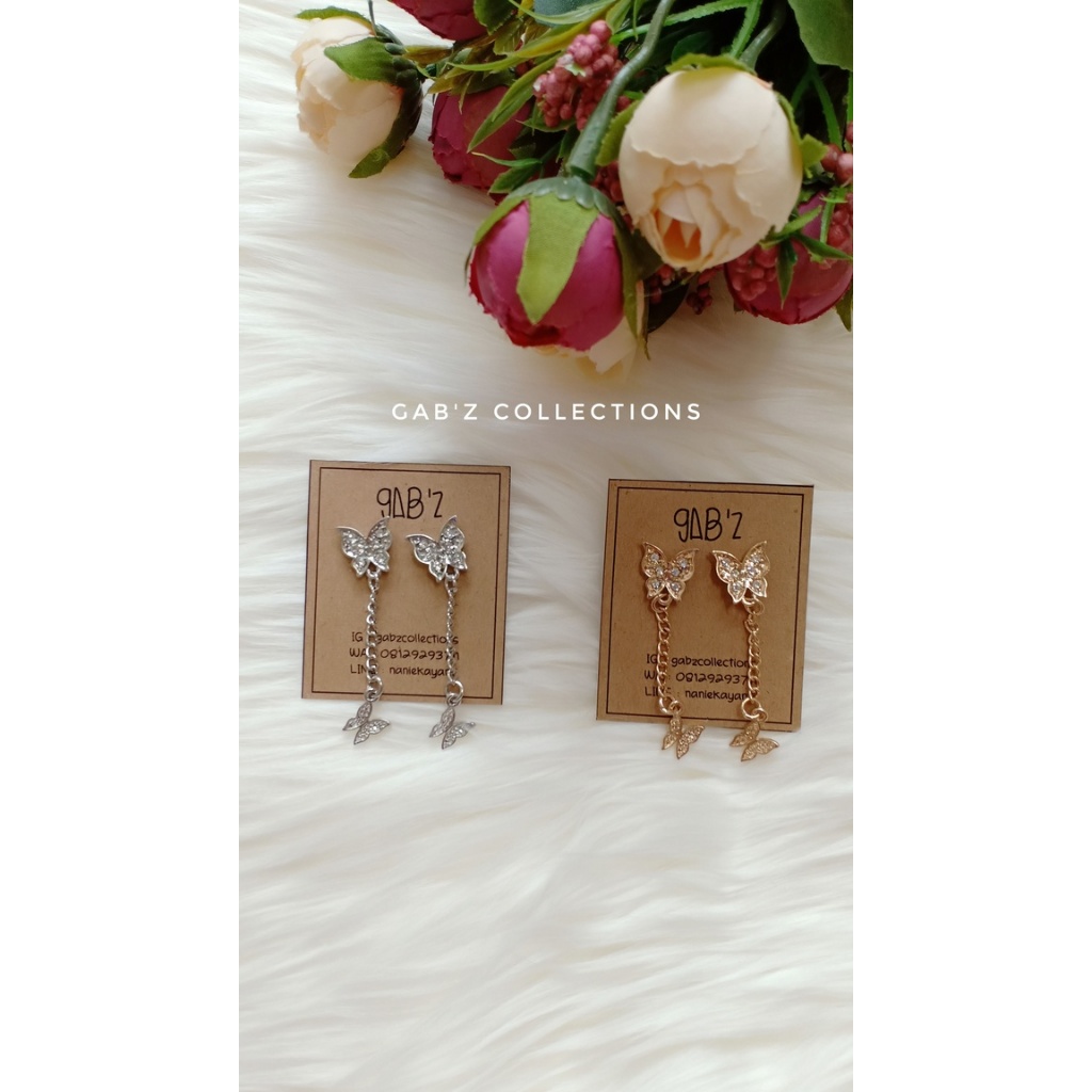 Anting/Earring Tusuk Panjang Simple dan Elegan Kupu Kupu 89011