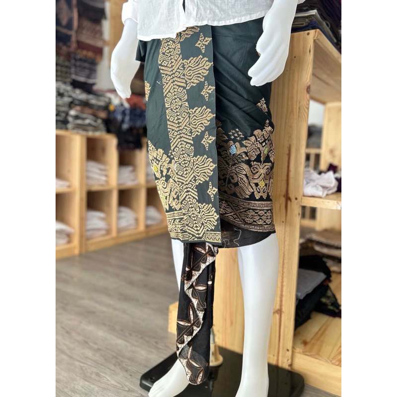 saput semi songket hijau botol