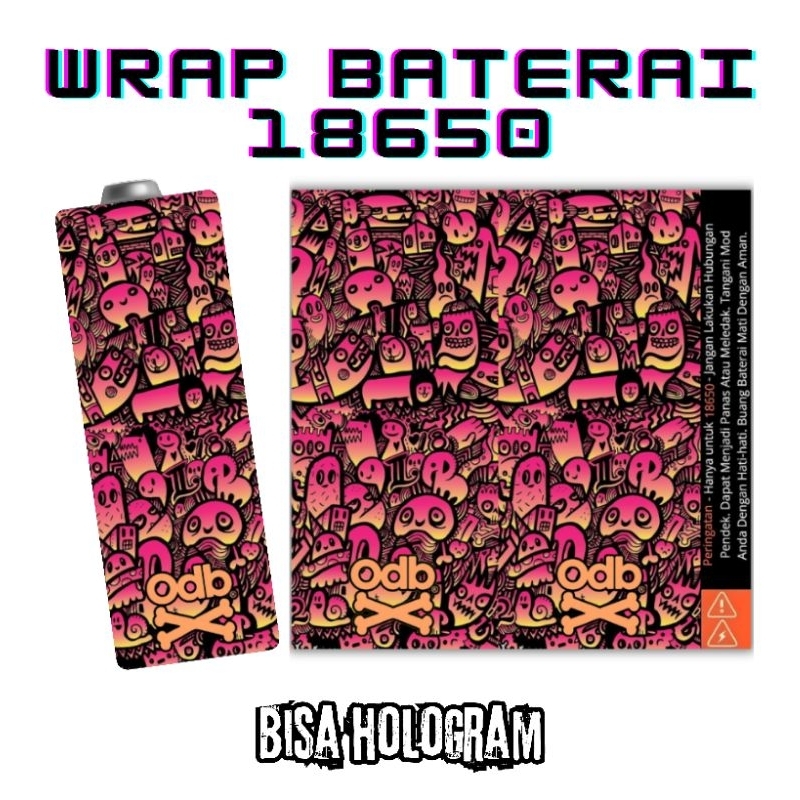 Jaka Custom - Skin Stiker Wrap Baterai 18650 Motif Doodle Monster Dark Full Desain Untuk Melindungxi