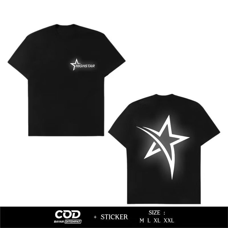 Kaos Reflektif HIGHSTAR Sablon Reflektif Menyala Terbaru