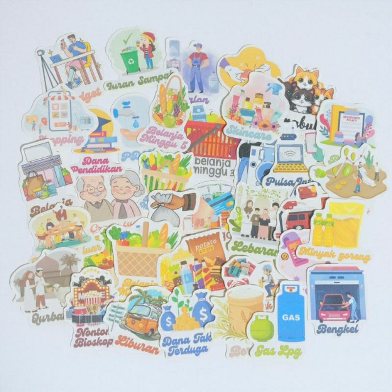 

Sticker dompet budgeting/stiker dompet disiplin/kertas tanggal dompet disiplin/label target menabung