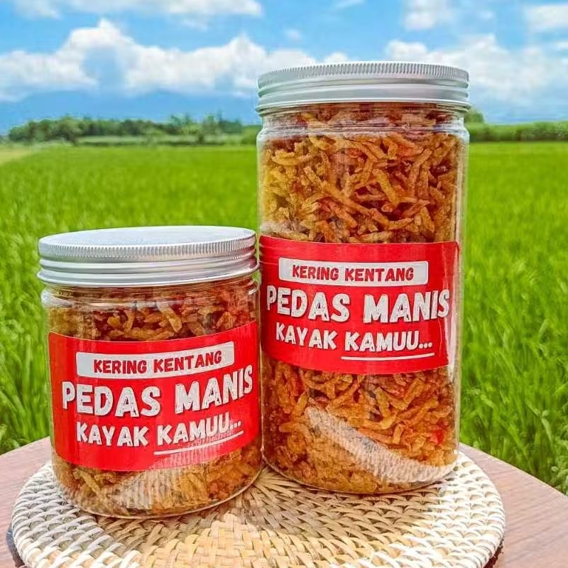 

Kering Kentang Mustofa Rasa Pedas Daun Jeruk, Pedas Manis & Original Kemasan Toples Besar