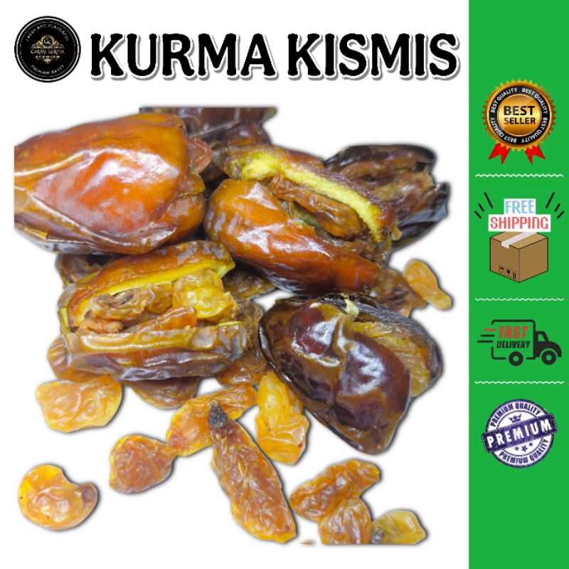 

KURMA ISI KISMIS 500gr / Kurma isian Kismis / Sukari isi Kismis / Kurma Mesir Kismis / Khalas