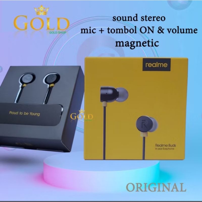 Headset earphone handfree realme original 100%/headset realme buds magnet original