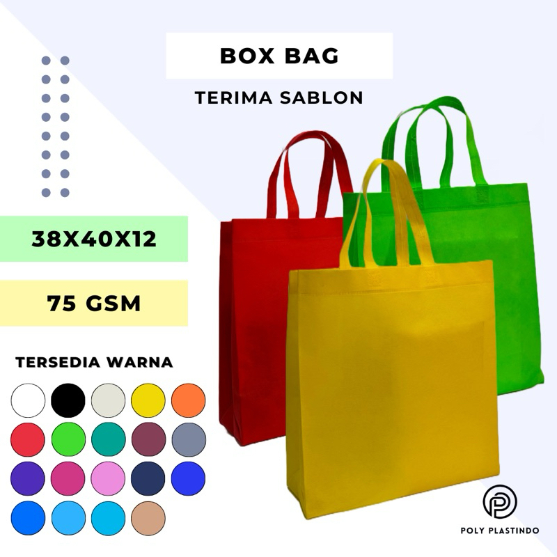 

Goodie Bag Tas Spunbond Tas Belanja ( BOX BAG/ TAS BOX/ TAS KOTAK) 38x40x12