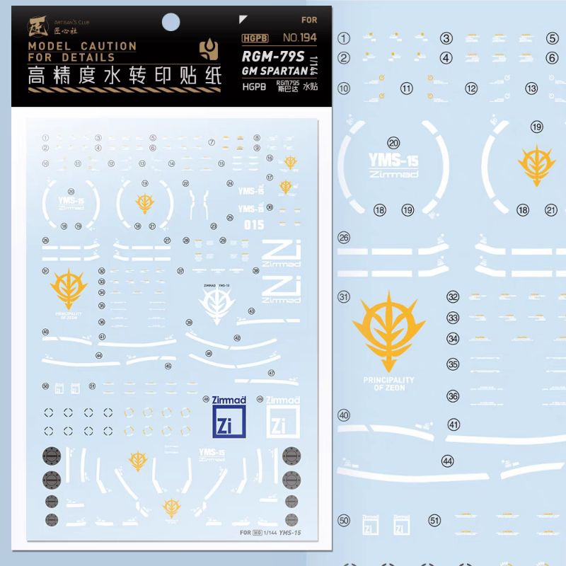HGUC 1/144 YMS-15 GYAN WATER DECAL ARTISAN'S CLUB DECAL