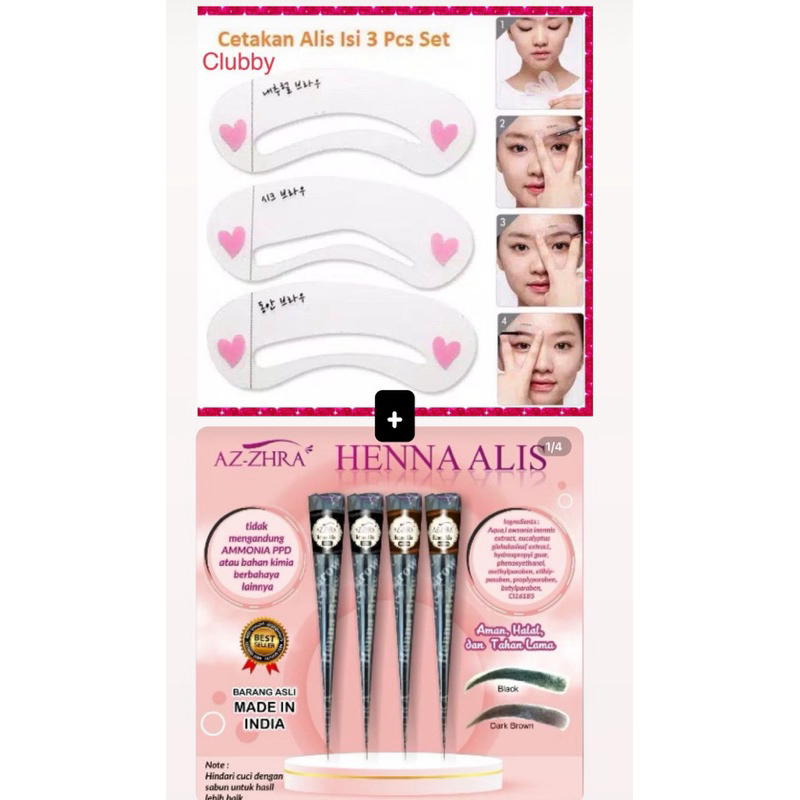 henna alis az-zhra original dark brown dan hitam AZ-ZHRA HENNA ALIS HENNA  EYEBROW