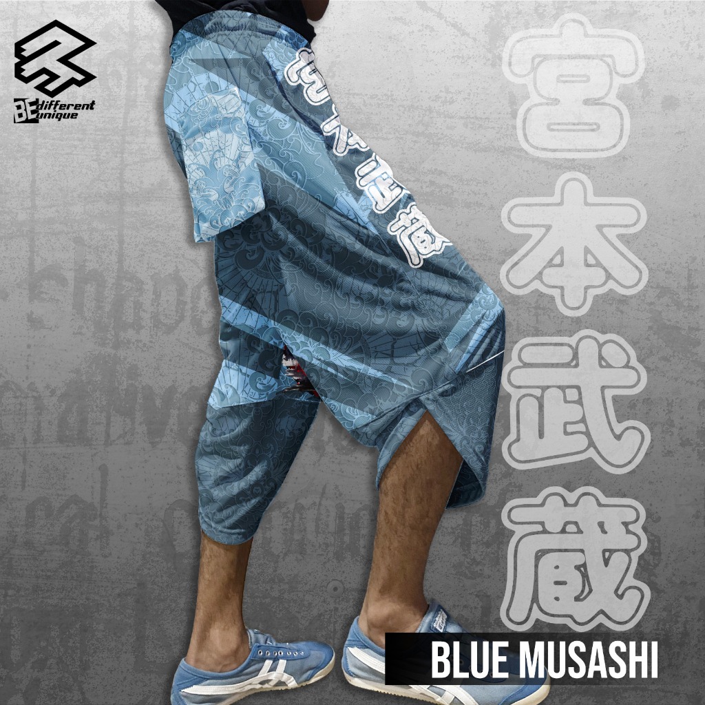 Harem Pants / Celana Harem Casual Pria Wanita Motif Fullprint Blue Musashi