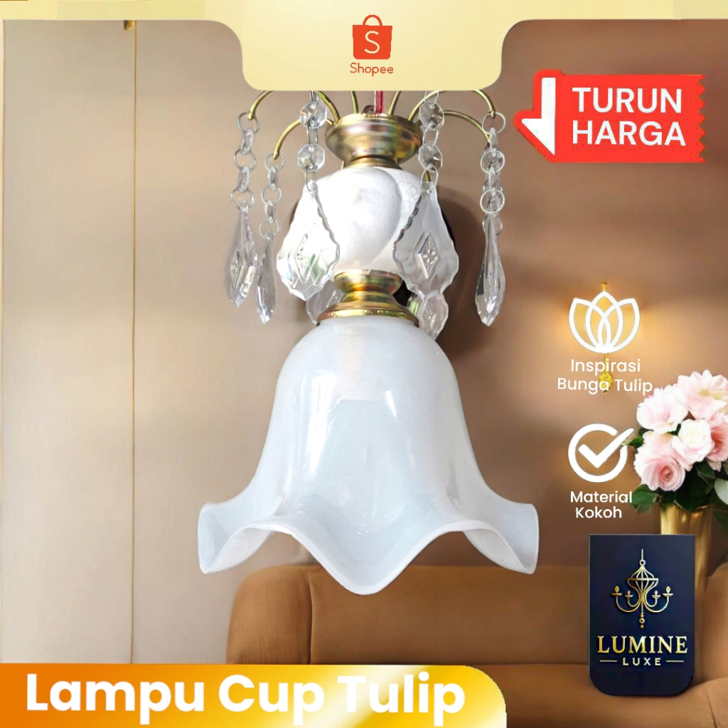 Lampu Hias Minimalis Plafon Kap Tulip Dekorasi Wedding Ruang Tamu – Lumine Luxe