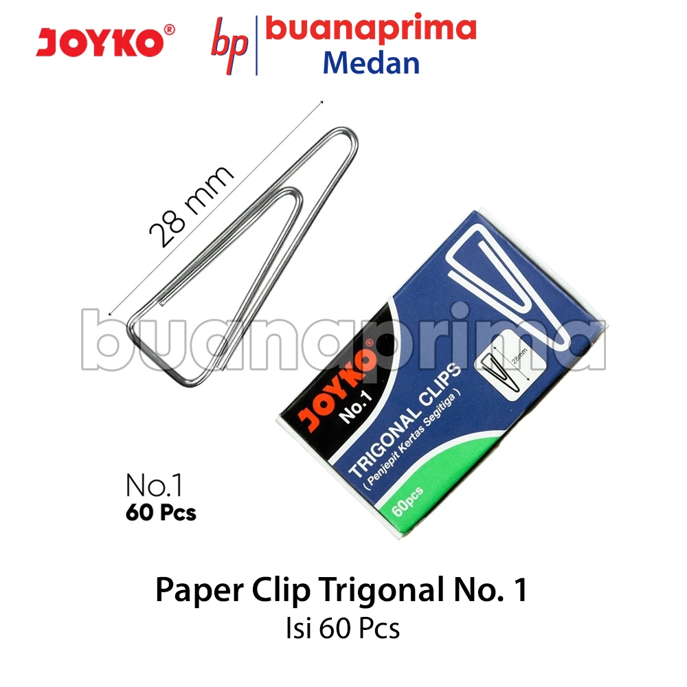 

PAPER CLIP TRIGONAL JOYKO No 1 Panjang 28 mm Isi 60 Pcs Clip Kawat Kertas Triagonal
