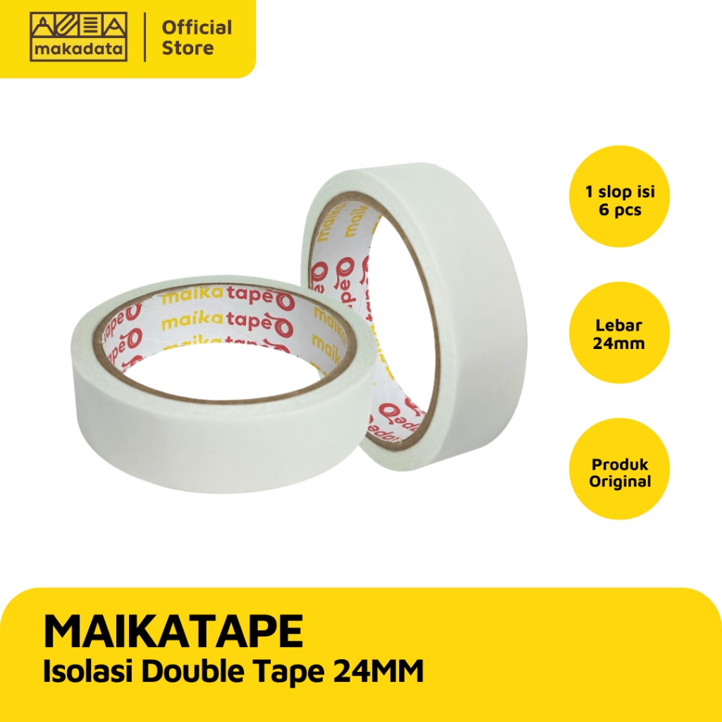 

ISOLASI DOUBLE TAPE MAIKATAPE 24MM (1 SLOP) MURAH
