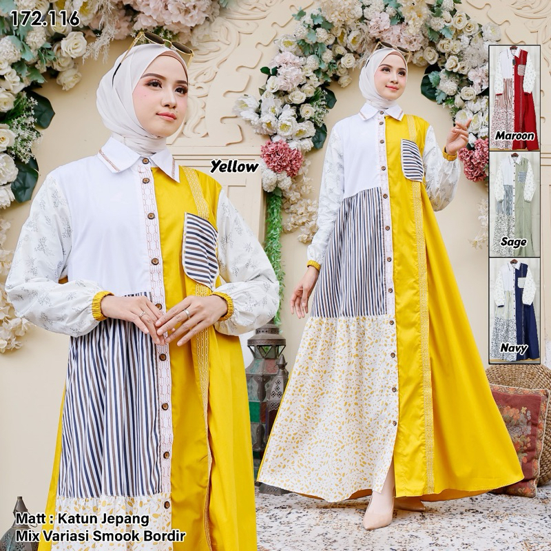 GAMIS KALIA FULL KATUN JEPANG KOMBINASI MOTIF GIHAZA BEST OZEA