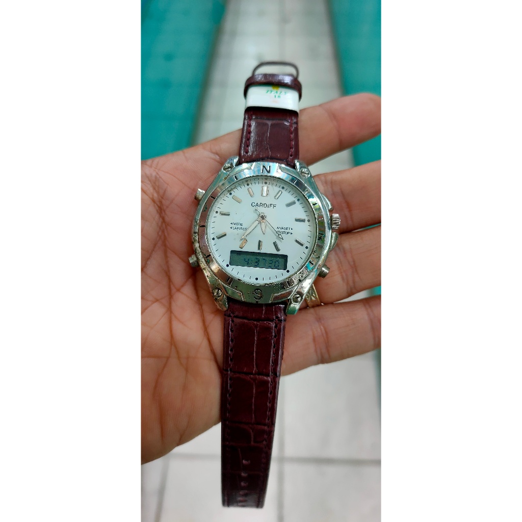 jam tangan pria cardiff dual time sporty watch