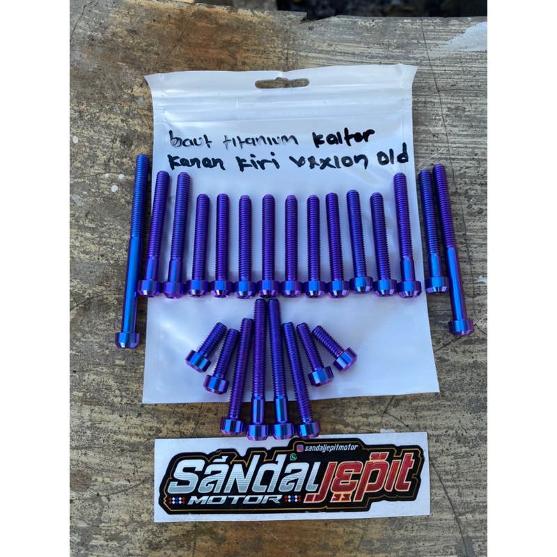 BAUT TITANIUM BLOK MESIN WR155 VIXION OLD VIXION NVL MX KING WR BAUT TITANIUM COVER BLOK MESIN KALTE