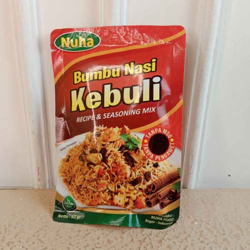 

Amanta Segar Bogor | Bumbu Nasi Kebuli Instant Recipe & Seasoning Mix Tanpa MSG & Pengawet Nuha 60gr Halal