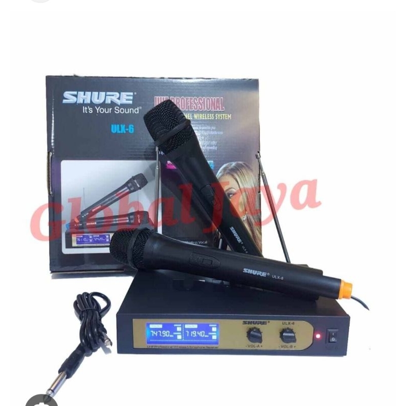 mic wireless ulx6 double mic microphone vocal mic tanpa kabel ulx 6 / mic shu re double mic/ mic tam
