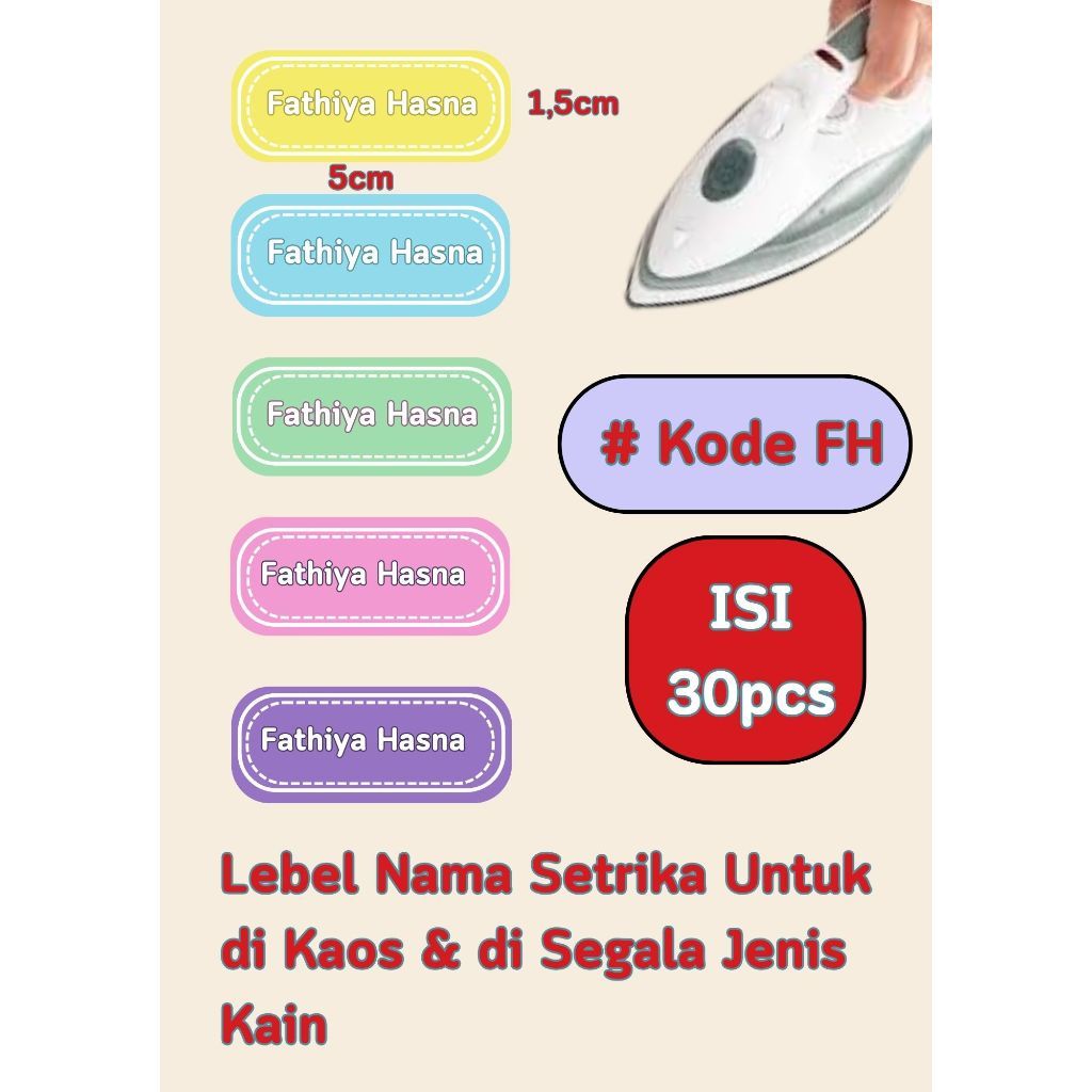 

Sticker Label nama Setrika semua jenis Kain Sablon Nama Label Baju Kaos Sticker Iron Custom Tulisan