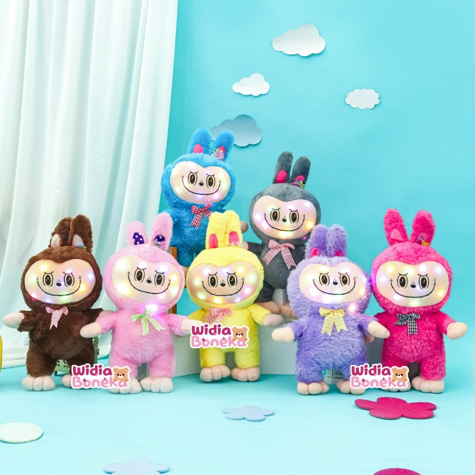 BONEKA MONSTER LABUBU 55cm LED , boneka labubu murah besar lampu led nyala