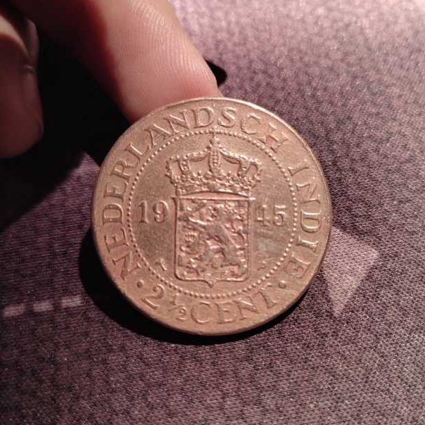 *Langka* Uang Koin Kuno 2½ Sen Tahun 1945 Nederland Indie, Uang Koin Belanda Kuno. Uang Koin Benggol