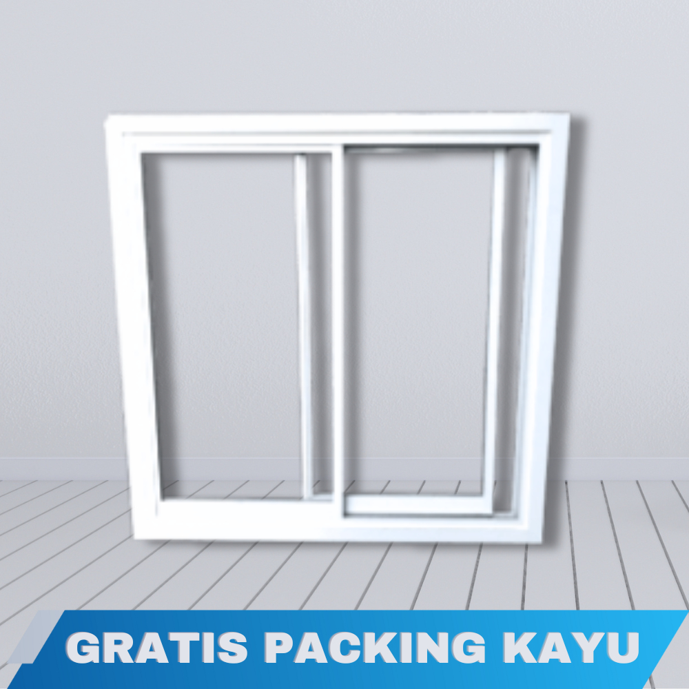Custom Jendela Aluminium Sliding Kusen 4 Inch (Custom) 80x110 cm Gratis Packing Kayu