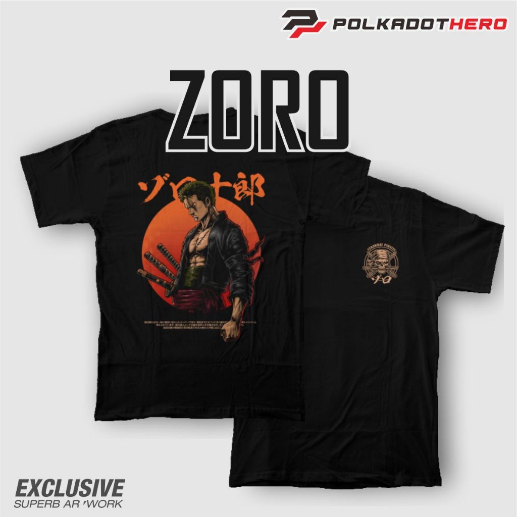 KAOS PRIA ANIME POLKADOT HERO ONE PIECE ZORO  | COTTON COMBED 24S