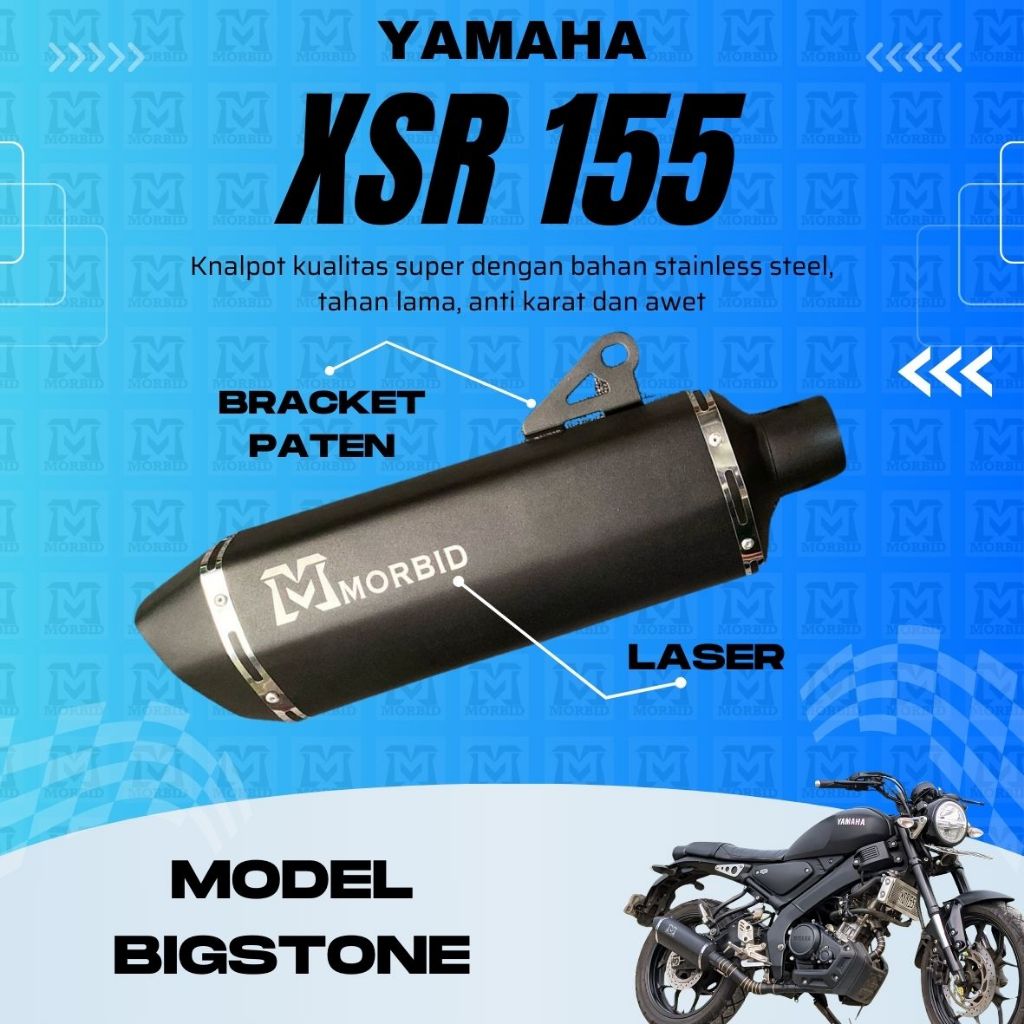 Knalpot XSR 155 (MORBID) Knalpot Yamaha XSR 155 Yamaha XSR155 Bass Stainless Steel Antikarat