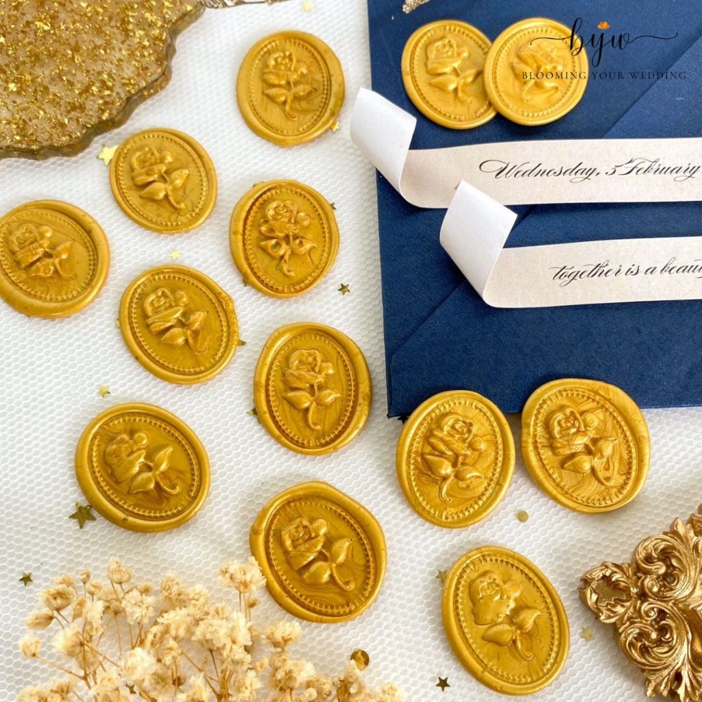 

Rose Wax - 1 Pcs Wax Seal Coin Sticker Instan undangan pernikahan, segel lilin