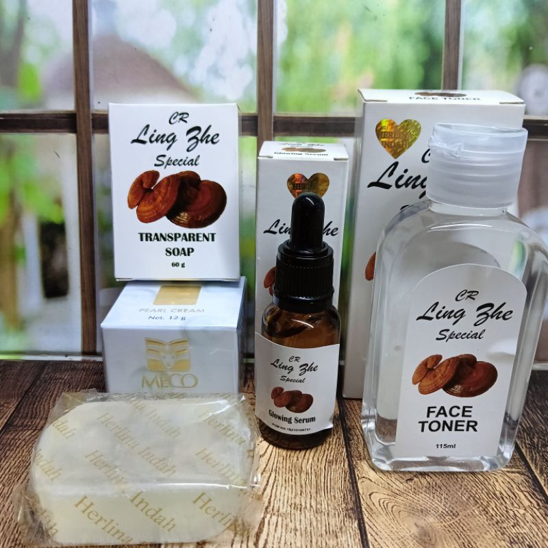 ( Paket Ling Shi BPOM ) Cream Meco × Serum Ling Shi × Toner Ling Shi × Sabun Ling Shi