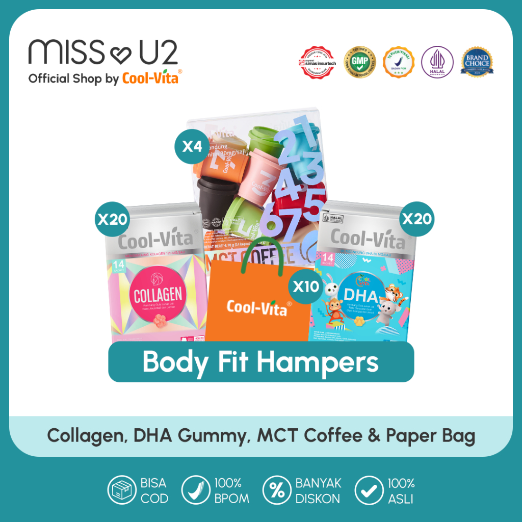 

[Ramadan Hampers] Coolvita Parcel 40 box Gummy + 4 big box MCT Coffee Bonus 10 Paper Bag Coolvita Miss U2