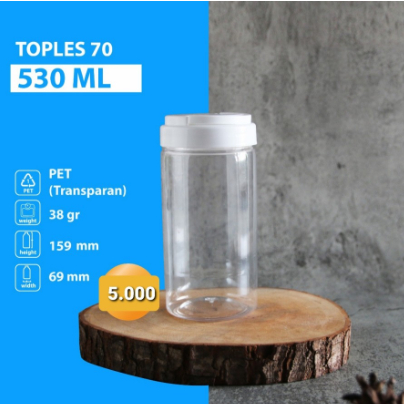 Toples 500ml Toples Plastik 500ml Toples 500 ml Tinggi Tutup Putih
