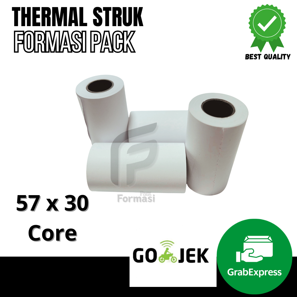 

KERTAS STRUK THERMAL PAPER ROLL 57mmx30mm CORE TERMAL EDC THERMAL PRINTER MINI BLUETOOTH 57MM CORE Ketebalan 103 micron, Diameter core 1,5 cm