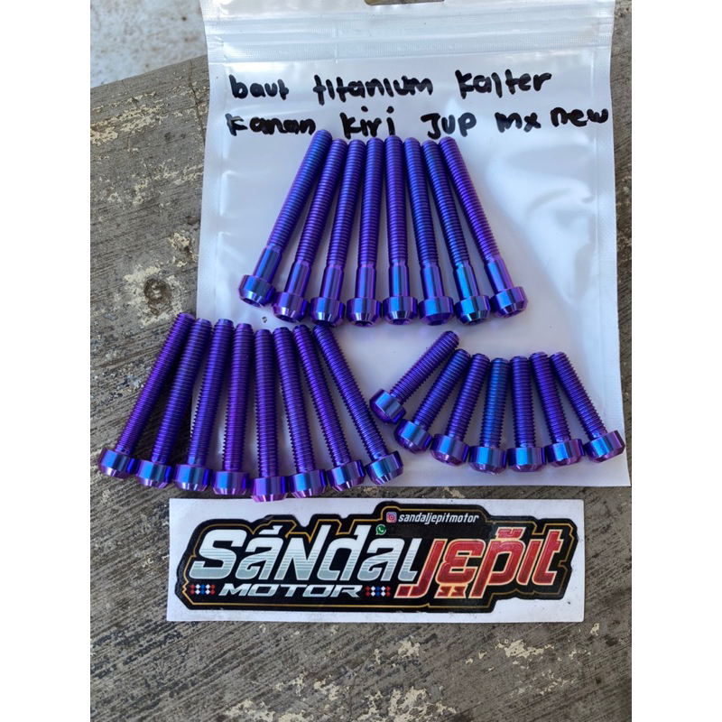 BAUT TITANIUM BAK MESIN JUPITER MX NEW 135 BAUT TITANIUM BLOK MESIN NEW JUPITER MX 135 BAUT TITANIUM