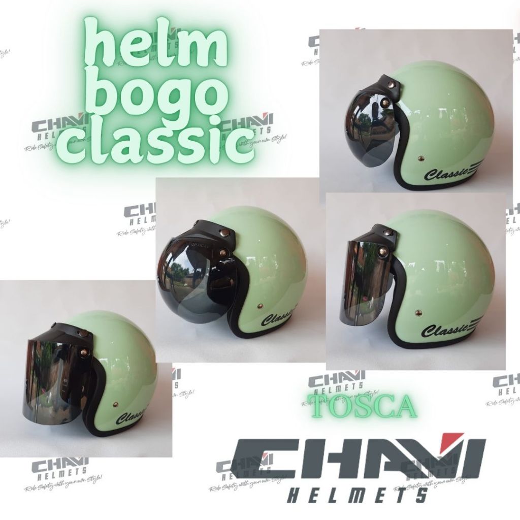 HELM BOGO CLASSIC DEWASA / GREEN TOSCA || DEWASA PRIA DAN WANITA