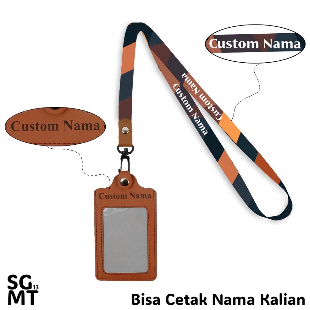 

Id Holder Custom + Lanyard Kulit - Bisa Satuan dan Custom Nama - Id Holder Leather