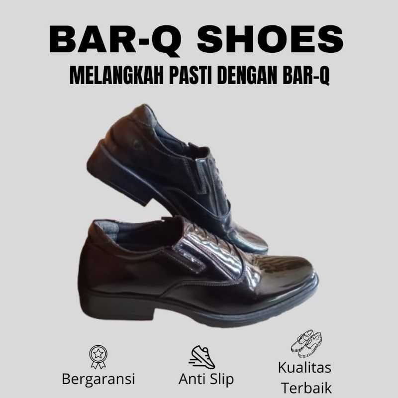 BarQ_Sepatu PDH Pria//Sepatu kerja//sepatu ngantor//PDH glossy//PDH pendek Slip on//Anti slip