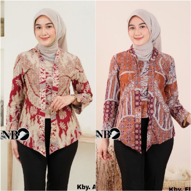 Batik Wanita Modern Kebaya Blouse Batik Motif Floryn Dan Awan Batik Kerja Kebaya Lengan Panjang