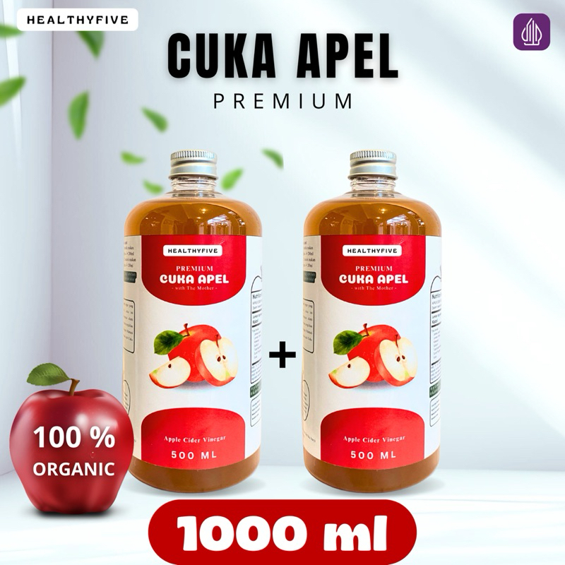 

HEALTHYFIVE CUKA APEL PREMIUM 1000ml / 1 Liter ORGANIK WITH MOTHER APPLE CIDER VINEGAR SARI APEL DIET DETOKS