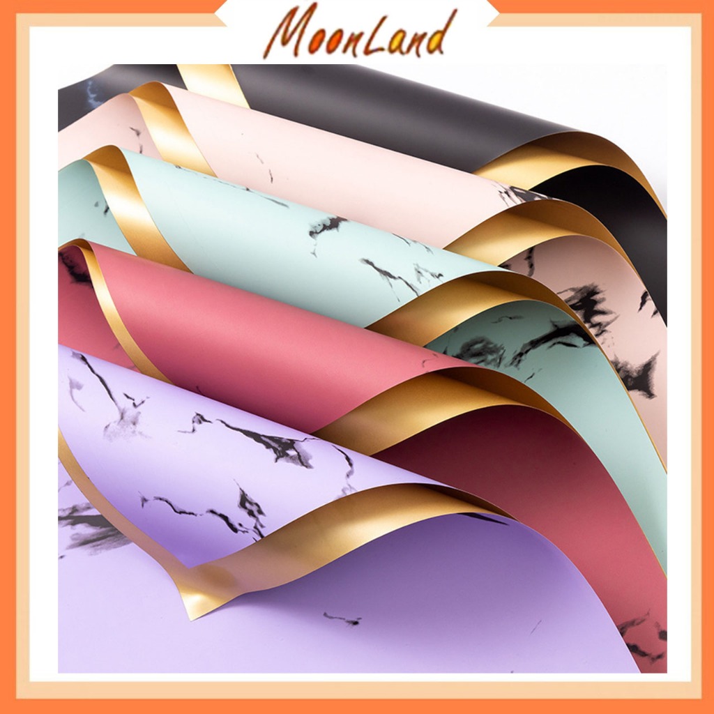 

Kertas buket marble bicolor Flower Wrapping Paper Golden Marble Cellophane KB6105
