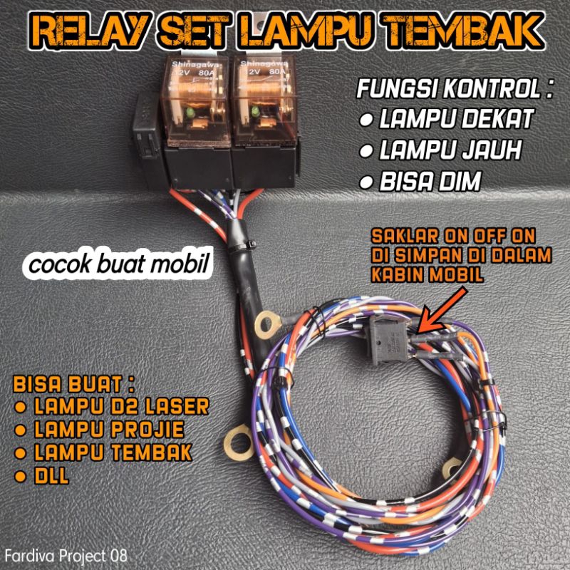 Relay lampu tembak D2 laser / Kabel Relay lampu tembak mini laser 2 mode + dim khusus mobil