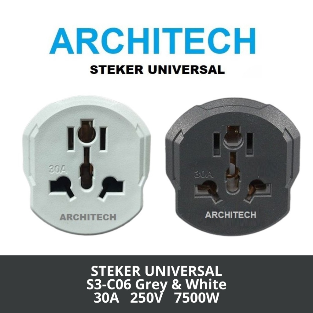 ARCHITECH STEKER MULTI COUNTRY ADAPTOR UNIVERSAL  / STEKER TRAVEL ADAPTOR SAKLAR STOP KONTAK