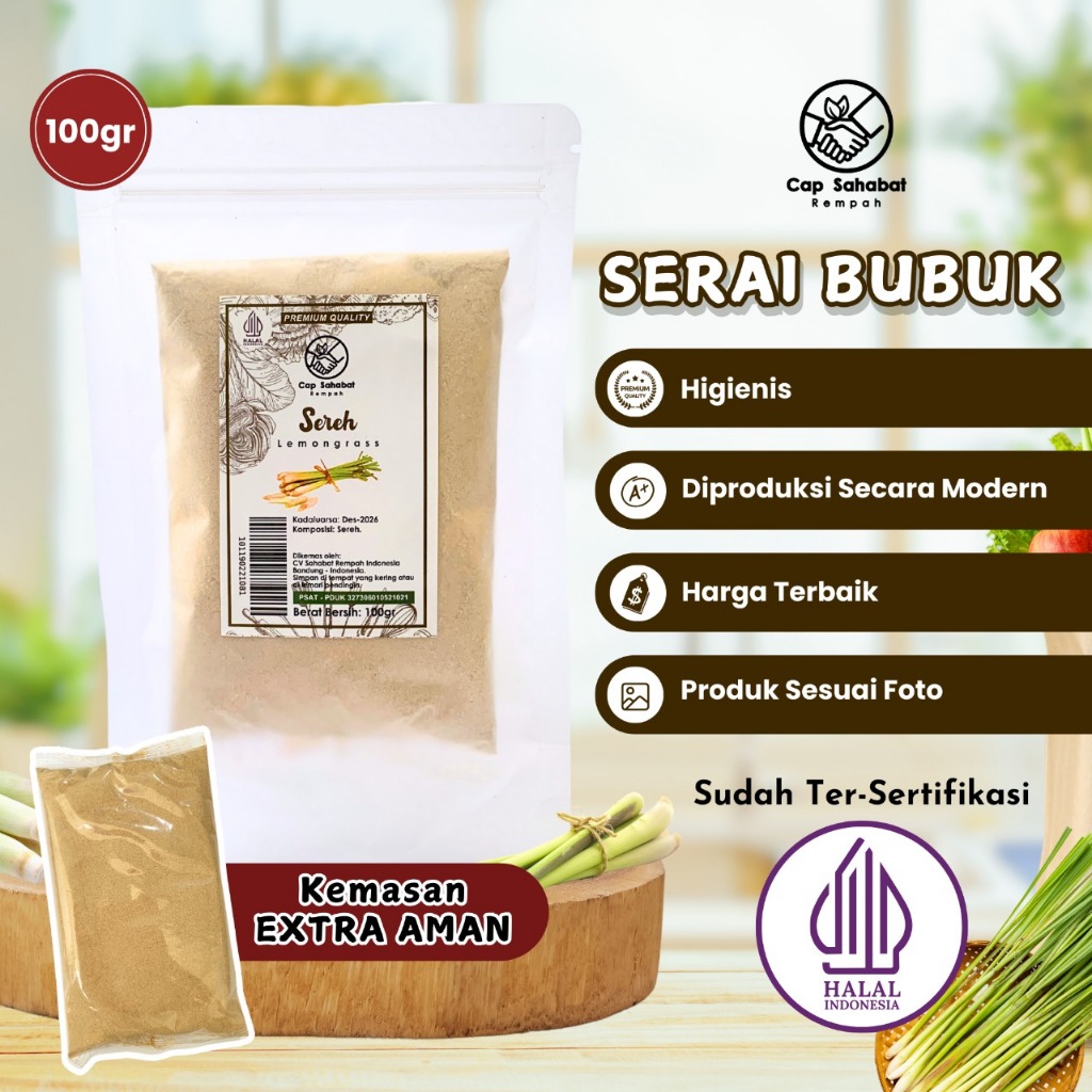 

100gr Sereh Bubuk / Serai Bubuk / Murni / Ground Lemongrass / Rempah / JSR 100% PREMIUM QUALITY