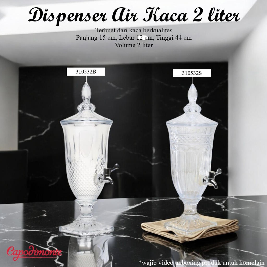 CAPO Beverage Jar / Dispenser Minum Kaca 2 Liter